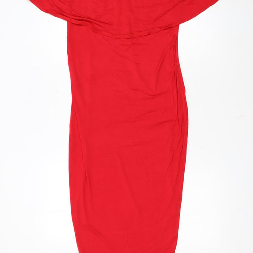 Boohoo Women's Red Off Shoulder Bodycon Dress Size 10