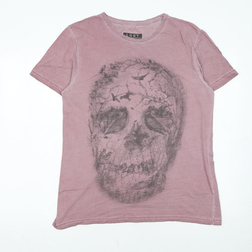 Lost Souls Men's Purple Skull Graphic Cotton T-Shirt Medium