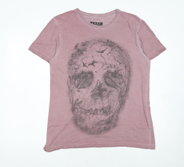 Lost Souls Men's Purple Skull Graphic Cotton T-Shirt Medium