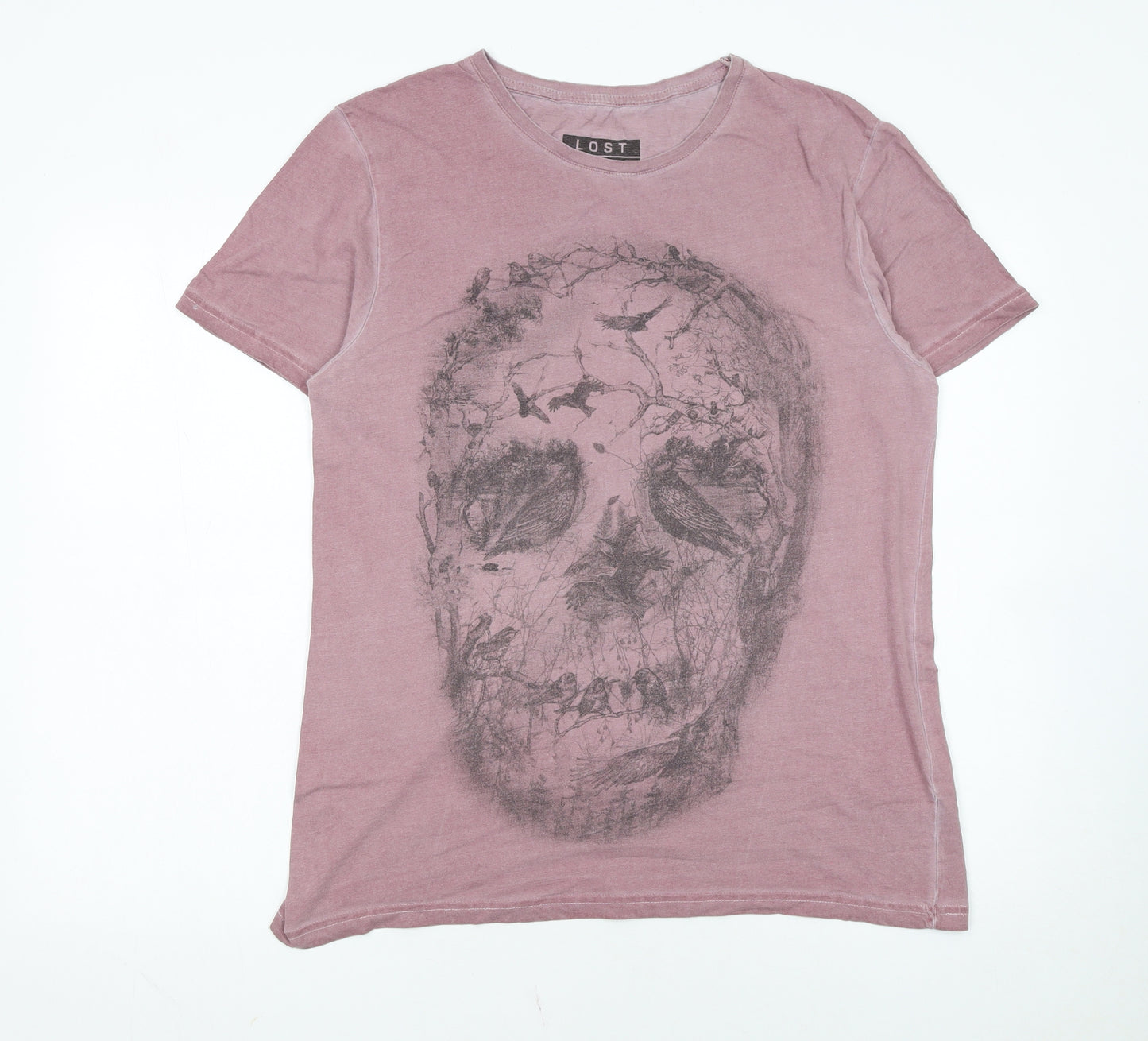 Lost Souls Men's Purple Skull Graphic Cotton T-Shirt Medium