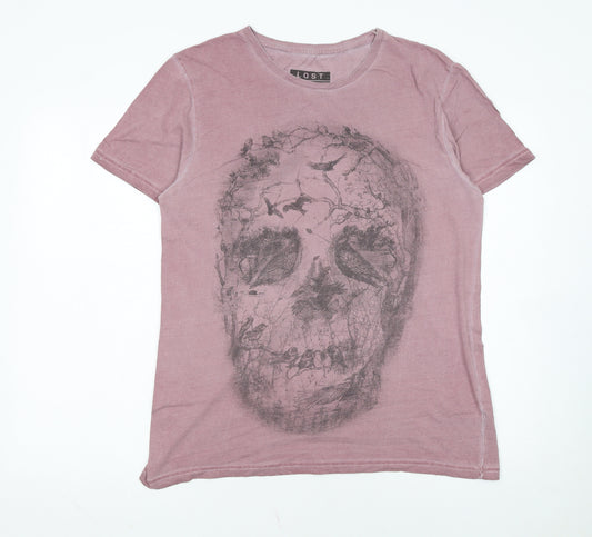 Lost Souls Men's Purple Skull Graphic Cotton T-Shirt Medium