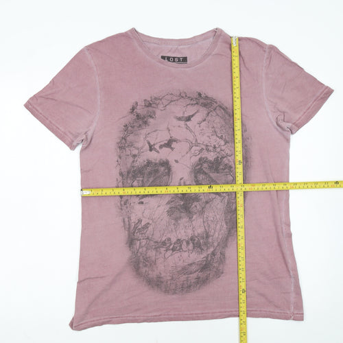 Lost Souls Men's Purple Skull Graphic Cotton T-Shirt Medium