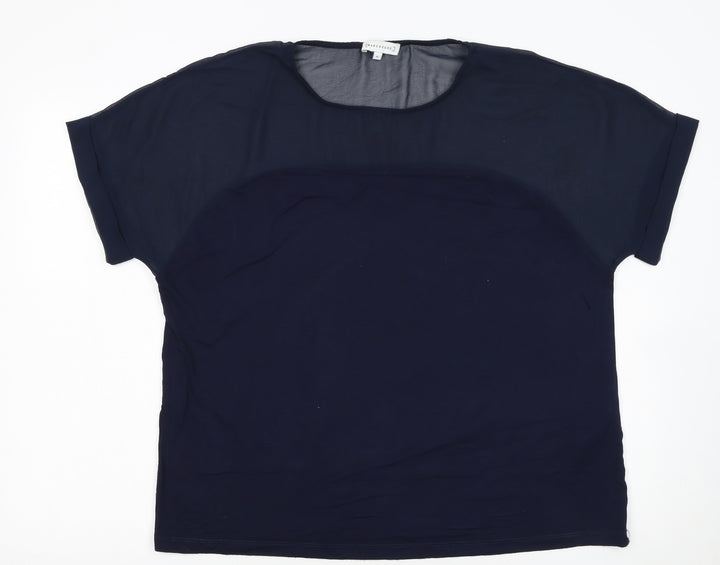 Warehouse Women’s Blue Short Sleeve Crew Neck Blouse Size 18