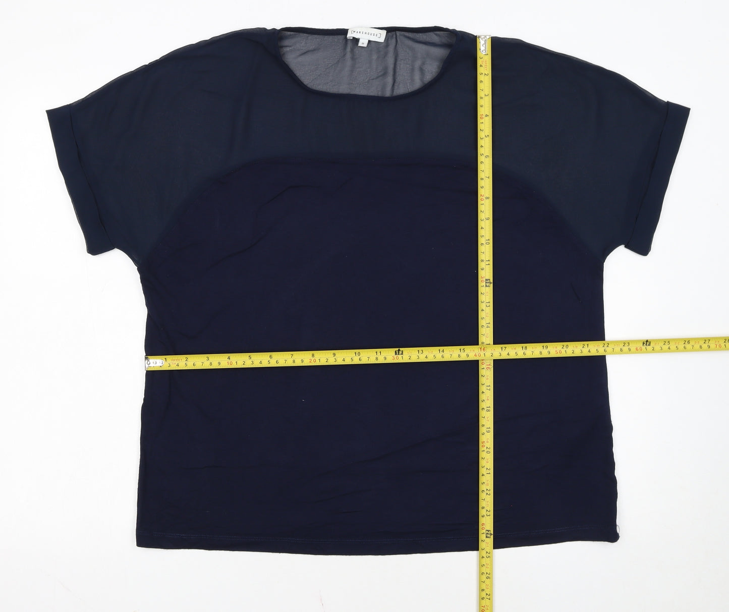 Warehouse Women’s Blue Short Sleeve Crew Neck Blouse Size 18