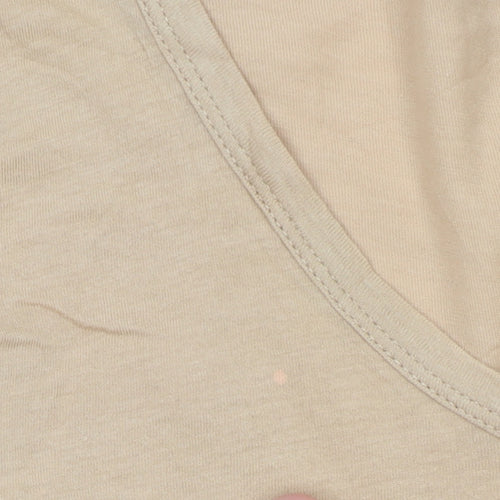 H&M Women’s Beige 3/4 Sleeve Basic Cotton Scoop Neck Top Size 12