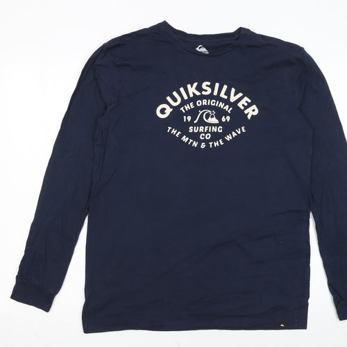 Quiksilver Men's Blue Long Sleeve Surf Graphic Regular Fit T-Shirt Size S