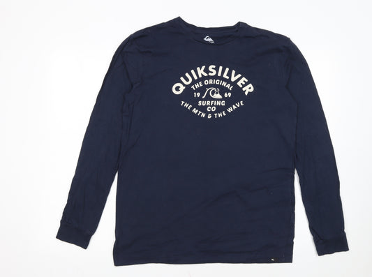 Quiksilver Men's Blue Long Sleeve Surf Graphic Regular Fit T-Shirt Size S