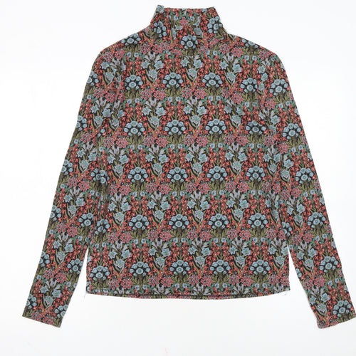 Brora Womens Multicoloured Floral Roll Neck Jersey Blouse Size 12