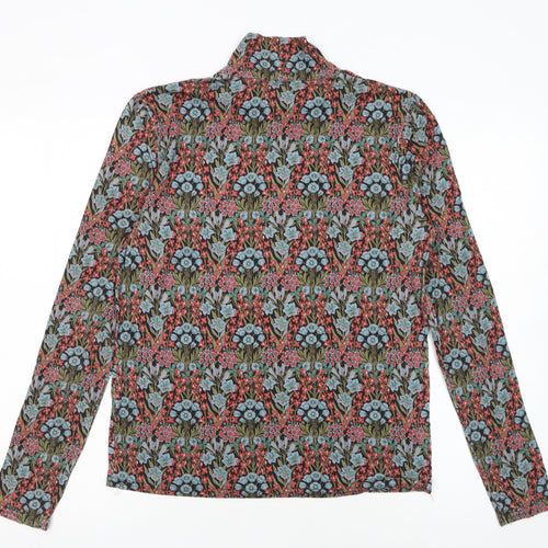 Brora Womens Multicoloured Floral Roll Neck Jersey Blouse Size 12