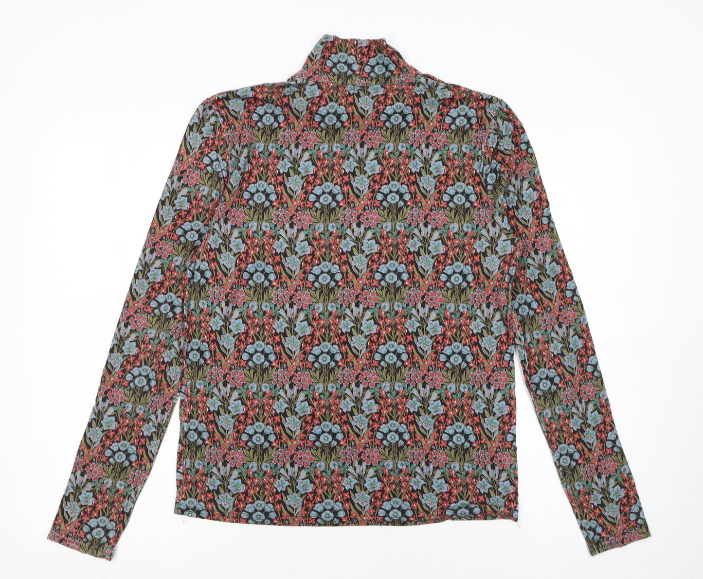 Brora Womens Multicoloured Floral Roll Neck Jersey Blouse Size 12