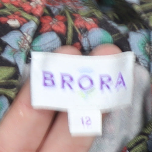 Brora Womens Multicoloured Floral Roll Neck Jersey Blouse Size 12
