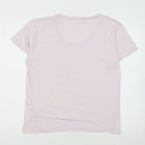 Freesoul Women's Pink Cotton Crew Neck Casual T-Shirt Size L