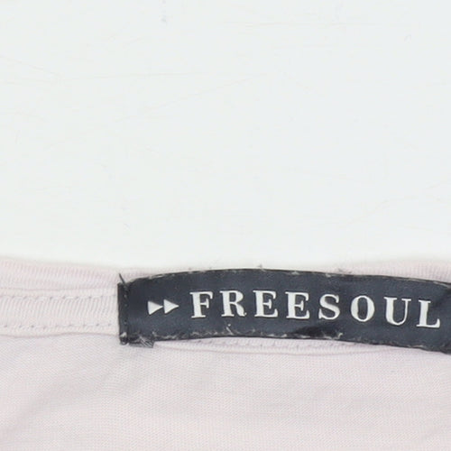 Freesoul Women's Pink Cotton Crew Neck Casual T-Shirt Size L
