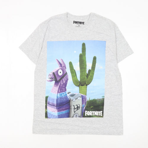 Fortnite Men’s Grey Graphic Llama Short Sleeve T-Shirt Size M