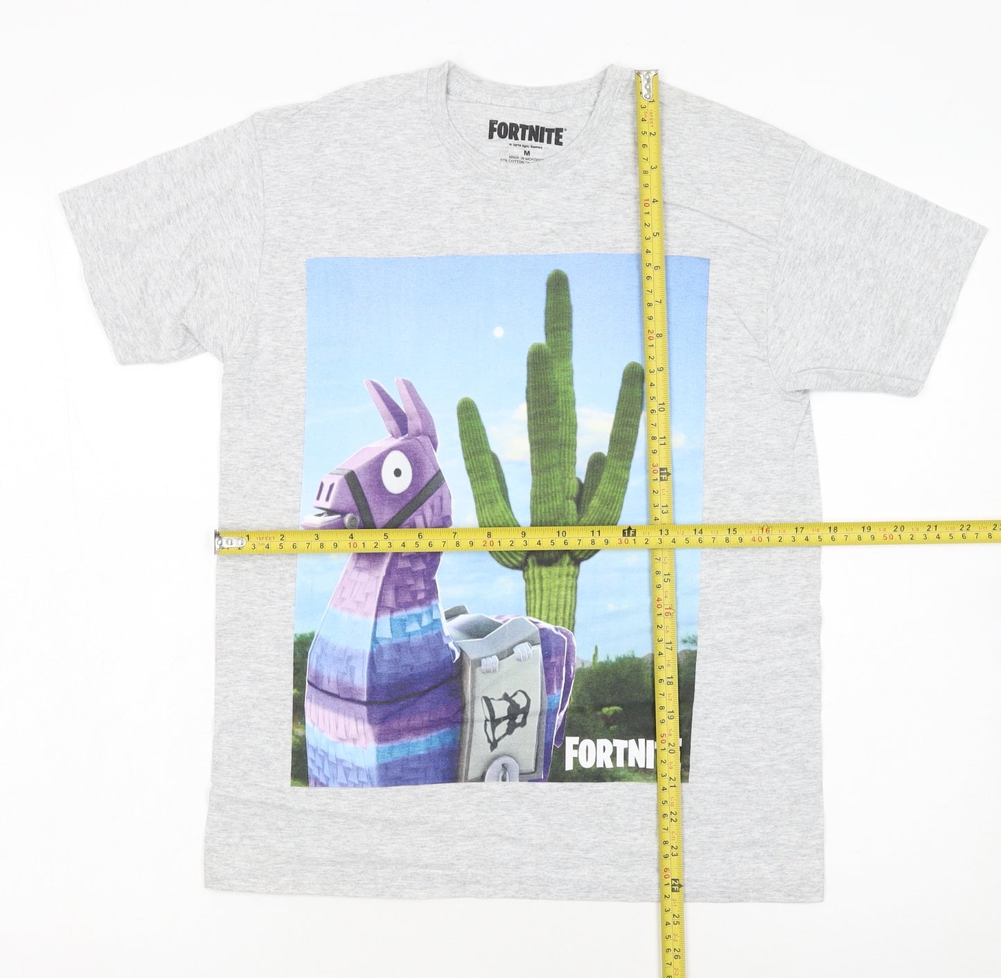 Fortnite Men’s Grey Graphic Llama Short Sleeve T-Shirt Size M