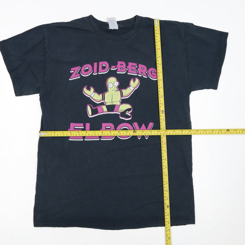 Gildan Unisex Black Cartoon Graphic Short Sleeve Cotton T-Shirt M