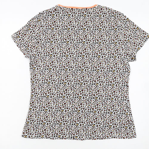 Marks and Spencer Womens Multicoloured Leopard Print Cotton Stretch T-Shirt Size 14