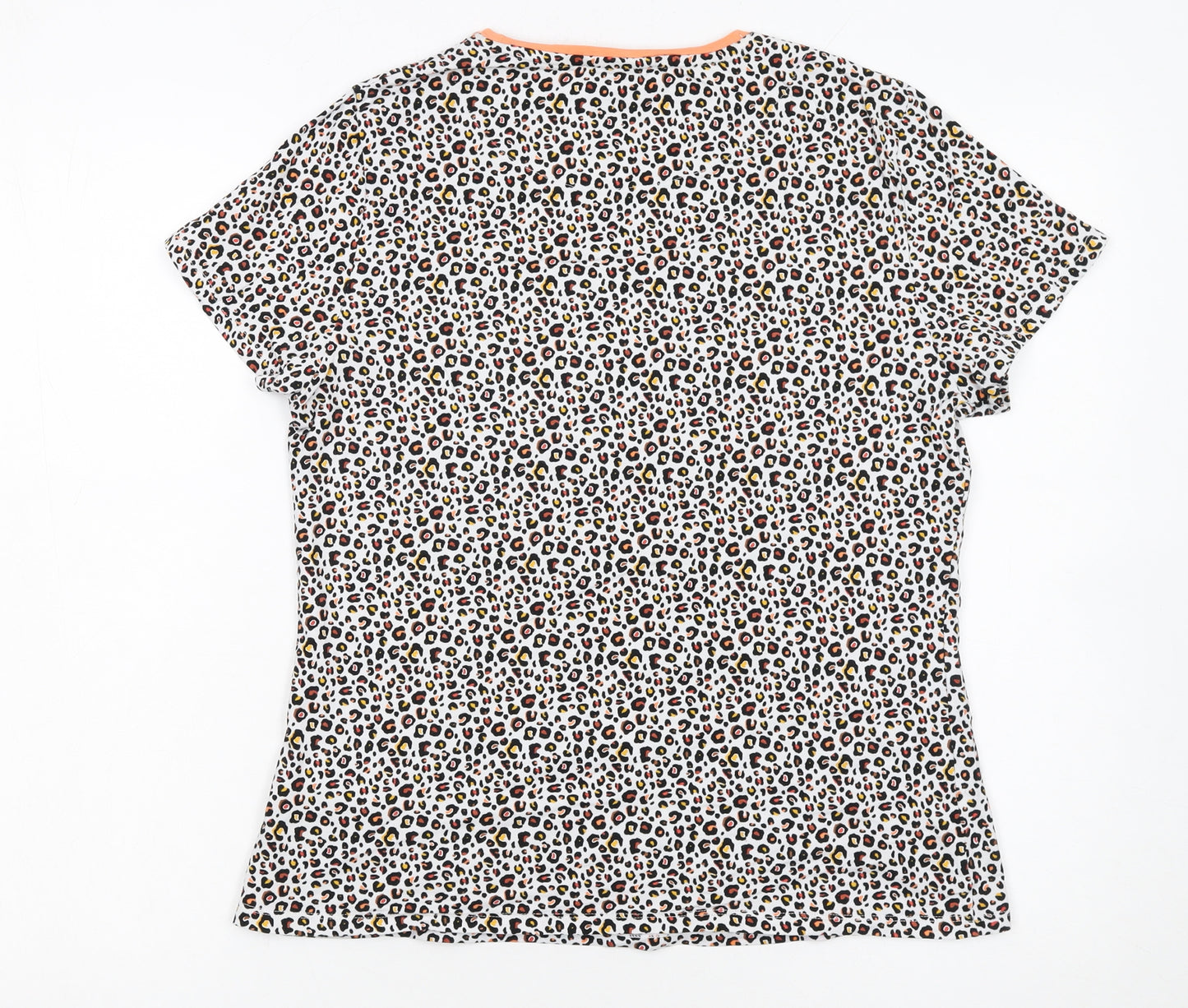 Marks and Spencer Womens Multicoloured Leopard Print Cotton Stretch T-Shirt Size 14