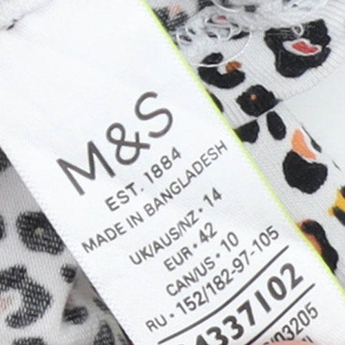 Marks and Spencer Womens Multicoloured Leopard Print Cotton Stretch T-Shirt Size 14