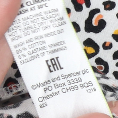 Marks and Spencer Womens Multicoloured Leopard Print Cotton Stretch T-Shirt Size 14