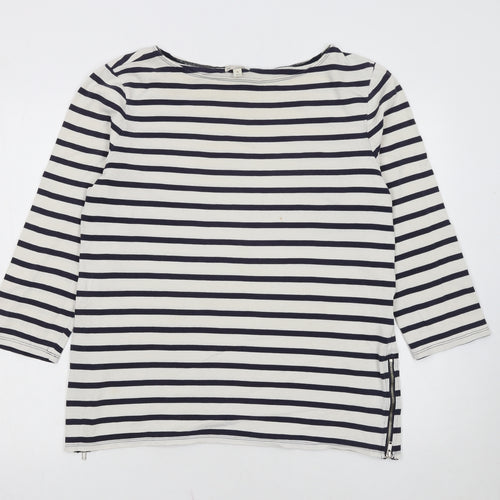 Gap Women's Multicoloured Striped Boat Neck 3/4 Sleeve Cotton Top XL
