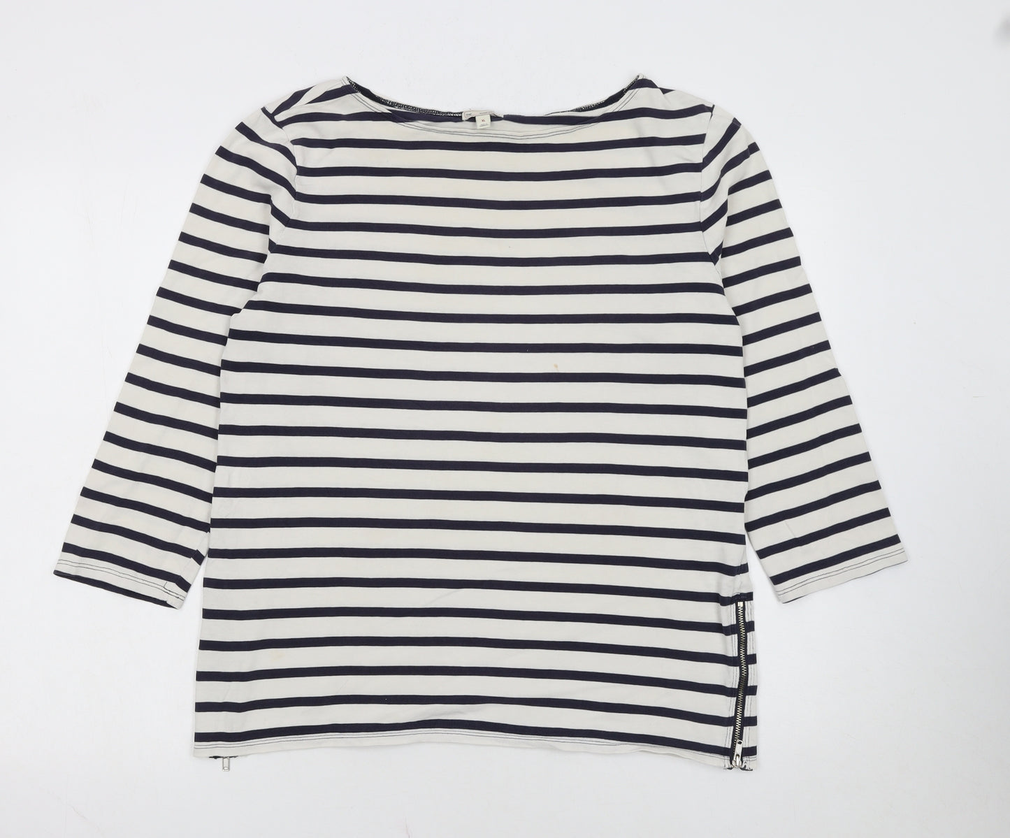 Gap Women's Multicoloured Striped Boat Neck 3/4 Sleeve Cotton Top XL