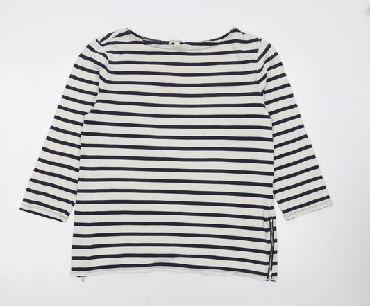 Gap Women's Multicoloured Striped Boat Neck 3/4 Sleeve Cotton Top XL