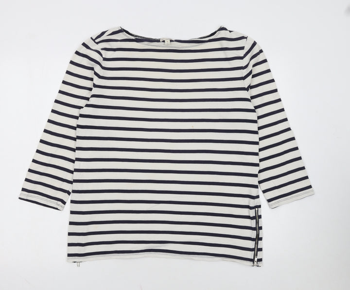 Gap Women's Multicoloured Striped Boat Neck 3/4 Sleeve Cotton Top XL