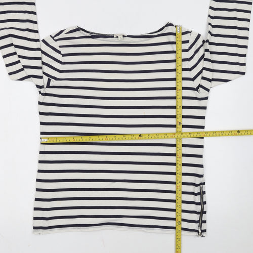Gap Women's Multicoloured Striped Boat Neck 3/4 Sleeve Cotton Top XL