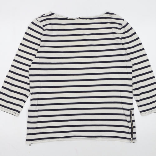 Gap Women's Multicoloured Striped Boat Neck 3/4 Sleeve Cotton Top XL