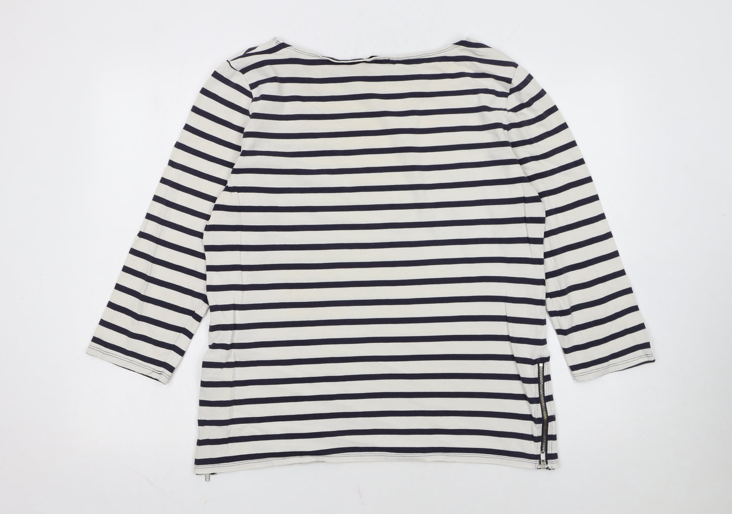 Gap Women's Multicoloured Striped Boat Neck 3/4 Sleeve Cotton Top XL