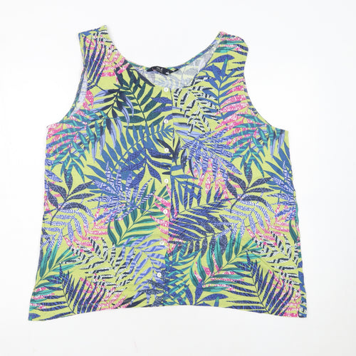 Isle Collection Women's Multicoloured Tropical Sleeveless Blouse Size 14