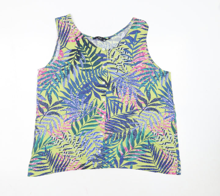 Isle Collection Women's Multicoloured Tropical Sleeveless Blouse Size 14
