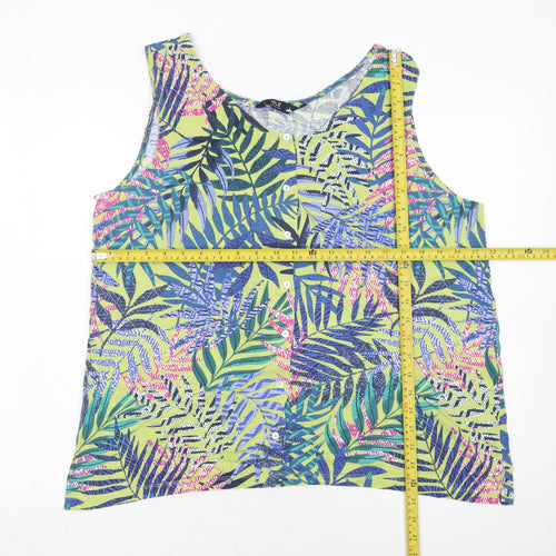 Isle Collection Women's Multicoloured Tropical Sleeveless Blouse Size 14