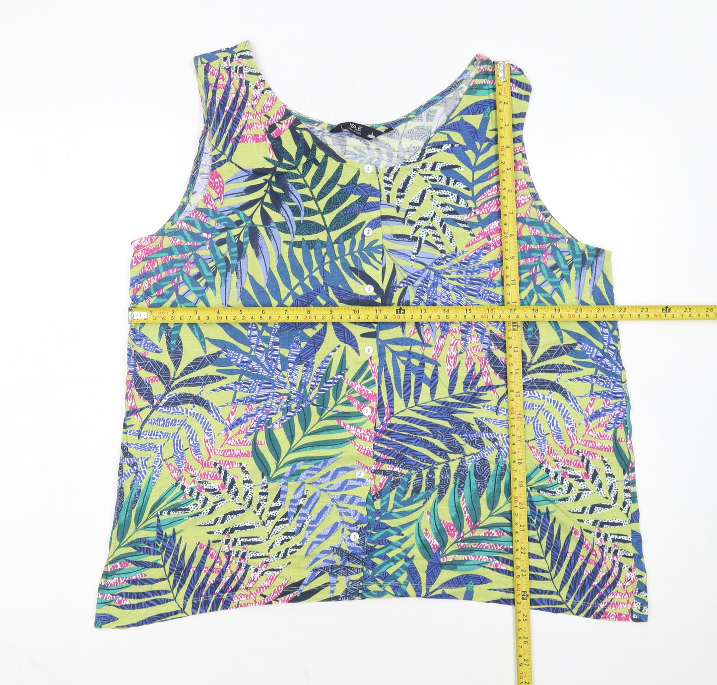 Isle Collection Women's Multicoloured Tropical Sleeveless Blouse Size 14