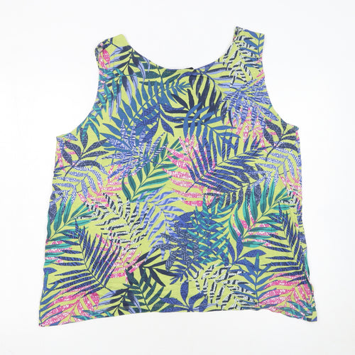 Isle Collection Women's Multicoloured Tropical Sleeveless Blouse Size 14