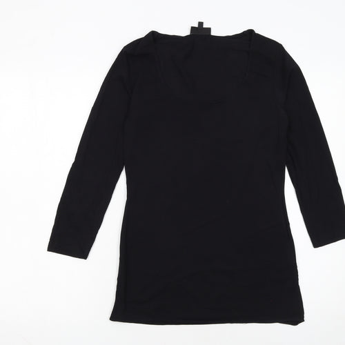 Warehouse Womens Black Cotton Blend Long Sleeve Basic T-Shirt UK 14