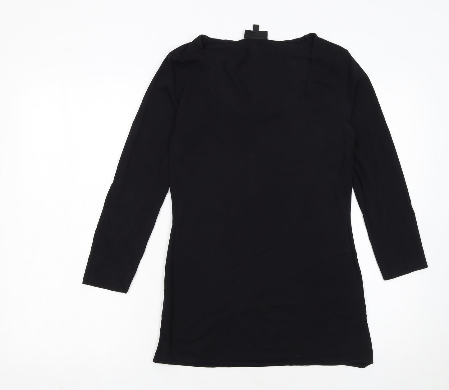 Warehouse Womens Black Cotton Blend Long Sleeve Basic T-Shirt UK 14