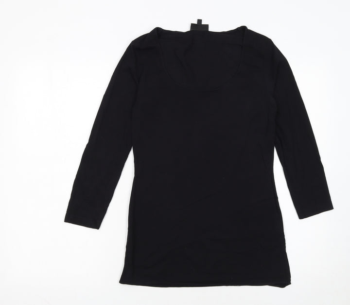 Warehouse Womens Black Cotton Blend Long Sleeve Basic T-Shirt UK 14