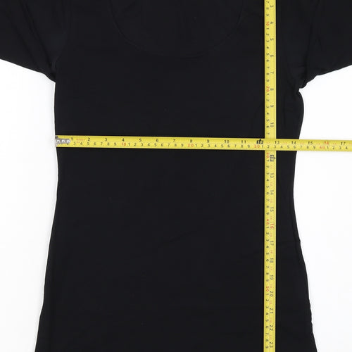 Warehouse Womens Black Cotton Blend Long Sleeve Basic T-Shirt UK 14