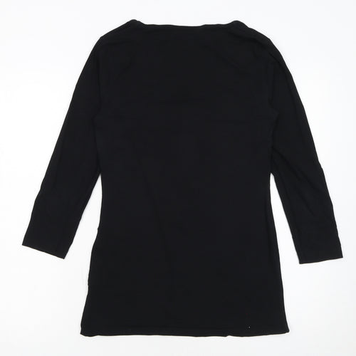 Warehouse Womens Black Cotton Blend Long Sleeve Basic T-Shirt UK 14