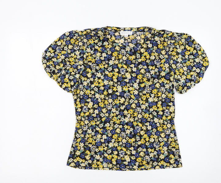 Warehouse Women’s Multicoloured Floral Puff Sleeve Blouse UK 10