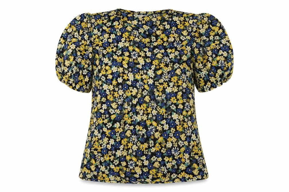 Warehouse Women’s Multicoloured Floral Puff Sleeve Blouse UK 10