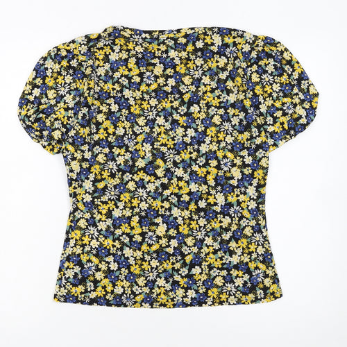 Warehouse Women’s Multicoloured Floral Puff Sleeve Blouse UK 10