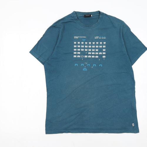 Mountain Equipment Men's Blue Arcade Graphic Cotton T-Shirt M
