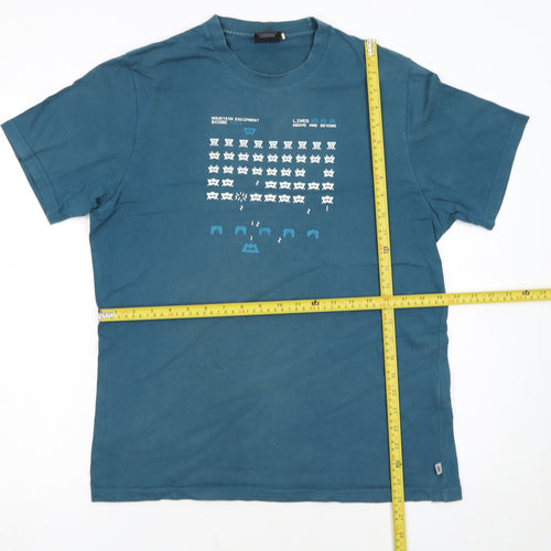 Mountain Equipment Men's Blue Arcade Graphic Cotton T-Shirt M