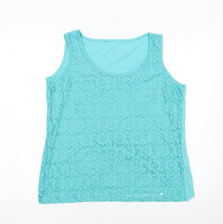 BHS Women’s Petite Aqua Blue Lace Camisole Tank Top Size 12