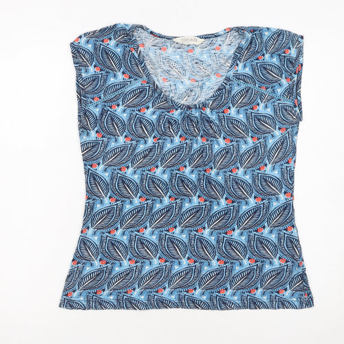 Nomads Women's Blue Floral 100% Cotton Sleeveless T-Shirt Size 10
