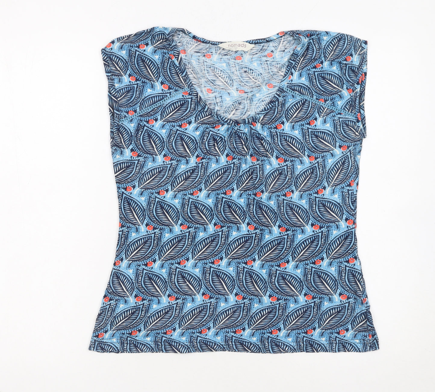 Nomads Women's Blue Floral 100% Cotton Sleeveless T-Shirt Size 10