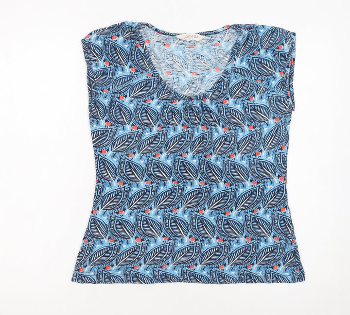Nomads Women's Blue Floral 100% Cotton Sleeveless T-Shirt Size 10